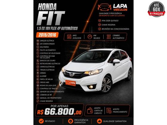 HONDA FIT 1.5 EX 16V FLEX 4P AUTOMÁTICO HONDA FIT 1.5 EX 16V FLEX 4P AUTOMÁTICO